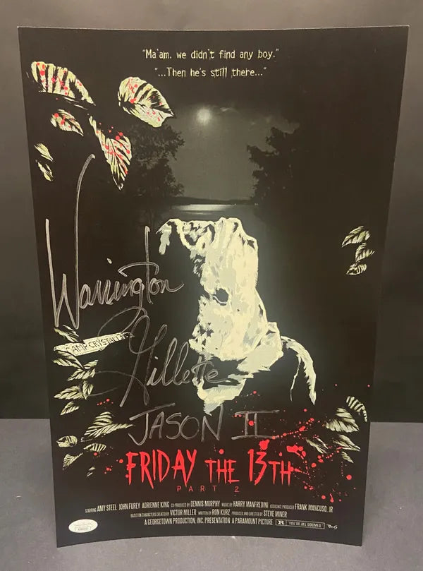 Buy the original Warrington Gillette signed 'Friday The 13th Part 2' 11x17 Photo Print Version 2 - JSA certified and C.O.A. included!